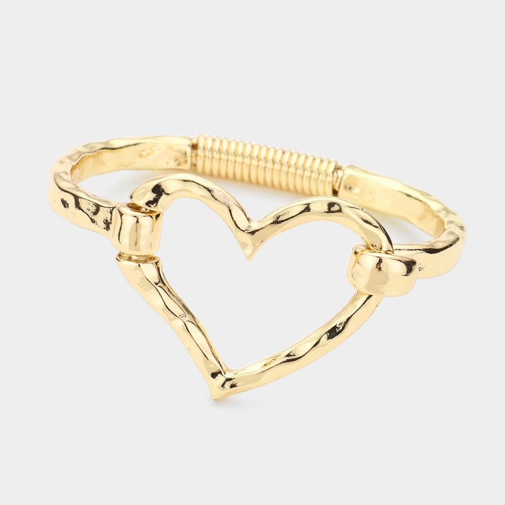 Gold Heart Metal Hook Bracelet Fashion Jewelry Hollow Outline Style